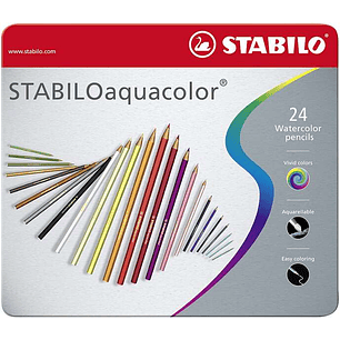 Stabilo Aquacolor Pack de 24 Lapices de Colores - Mina de 2.8mm - Acuarelable - Colores Surtidos