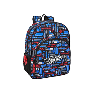 Safta Hot Wheels Mochila Infantil - Adaptable a Carro - Asa de Mano - Bolsillos Laterales - 33x42x14cm