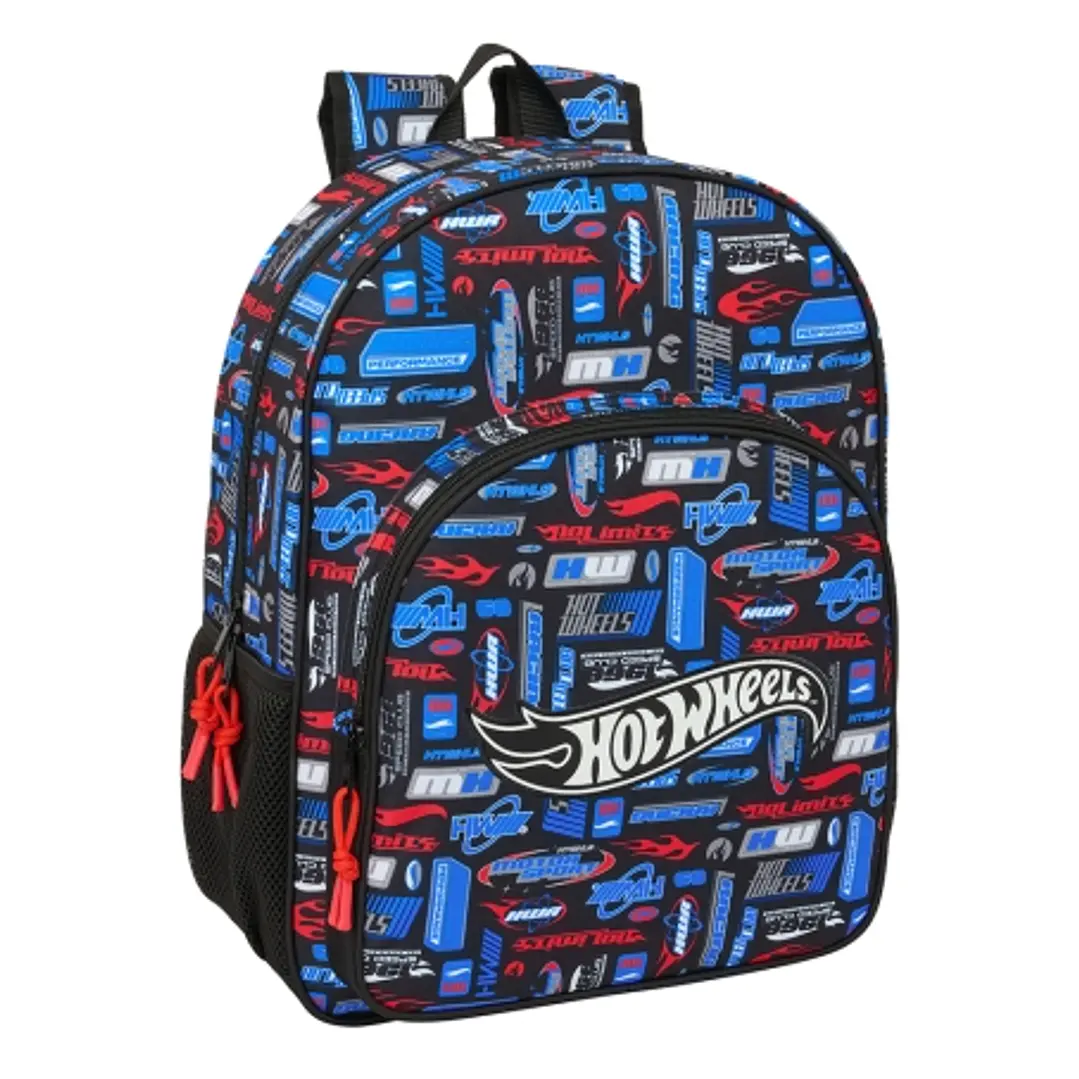 Safta Hot Wheels Mochila Infantil - Adaptable a Carro - Asa de Mano - Bolsillos Laterales - 33x42x14cm 1