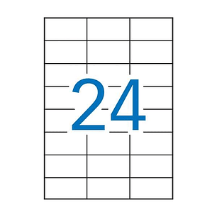 Apli Pack de 2.400 Etiquetas Rectangulares 70x37mm - 100 Hojas por 24 Etiquetas - Adhesivo Permanente - Cantos Rectos - Color Blanco