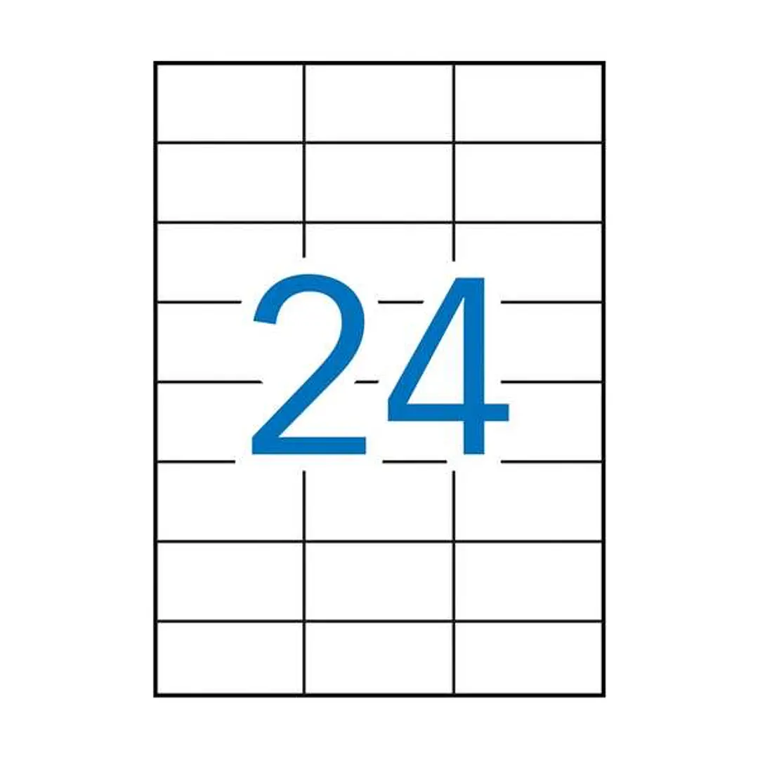 Apli Pack de 2.400 Etiquetas Rectangulares 70x37mm - 100 Hojas por 24 Etiquetas - Adhesivo Permanente - Cantos Rectos - Color Blanco 1