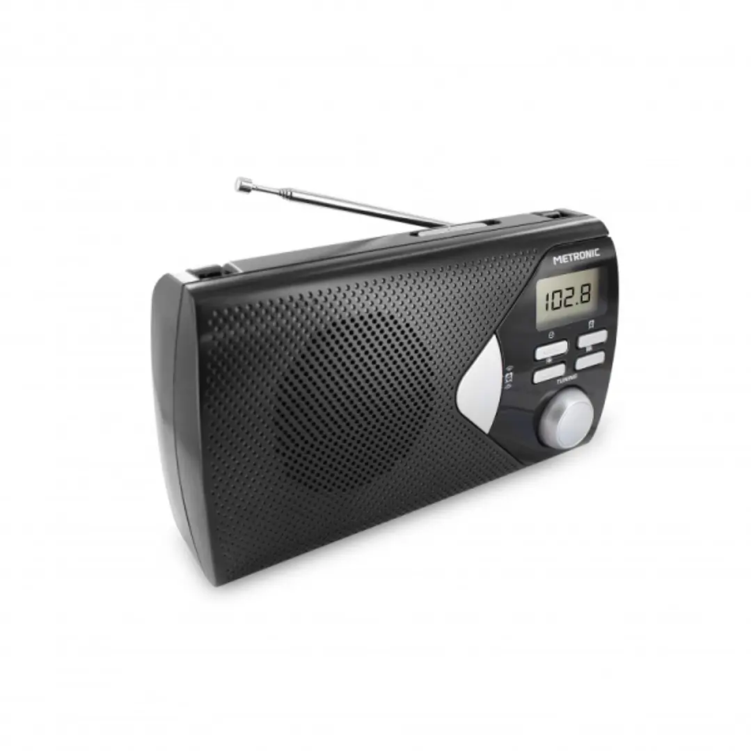 Metronic Radio Portatil AM/FM con Funcion Alarma - Pilas - Color Negro 1