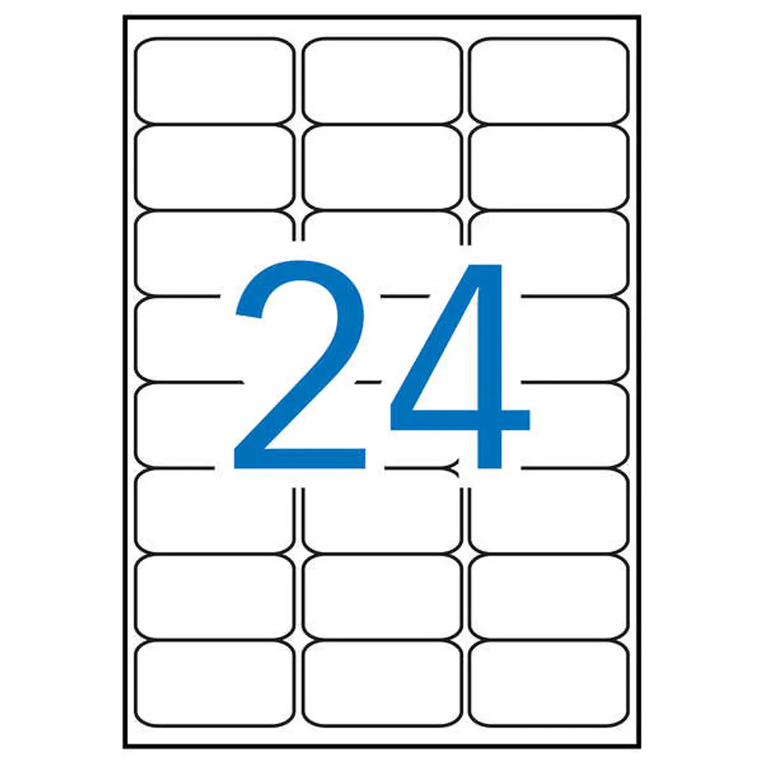 Apli Pack de 2.400 Etiquetas Rectangulares 64x33,9mm - 100 Hojas por 24 Etiquetas - Adhesivo Permanente - Cantos Romos - Color Blanco 1
