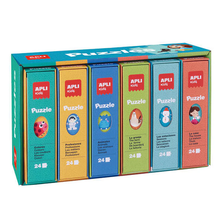 Apli Expositor de Puzles Educativos - 24 Piezas de 7x7cm - Mejora la Concentracion, Observacion, Memoria y Resolucion de Problemas - Colorido 1