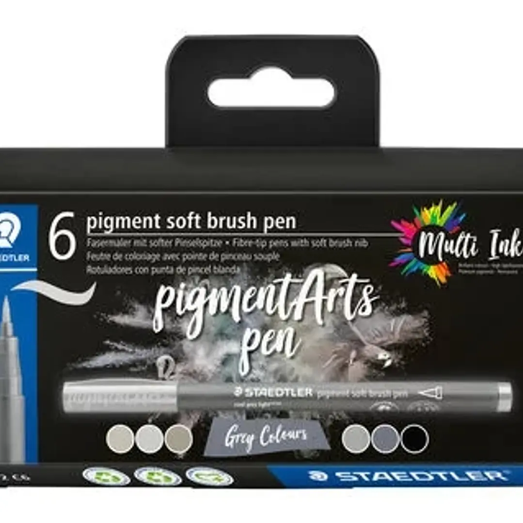 Staedtler 372 Pack de 6 Rotuladores Punta de Pincel Suave - Colores Vivos y Brillantes - No Amarillea con el Paso del Tiempo - Nueva Tinta Multi Ink - 1