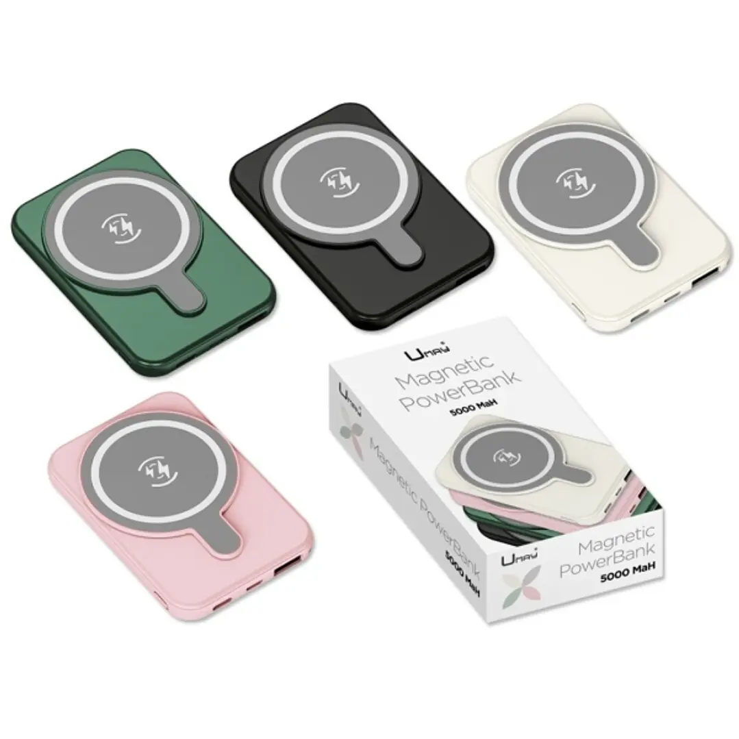 Umay Magnetic Powerbank Magnetica 5000mAh - Salidas USB e Inalambrica - Colores Surtidos Aleatorios 1