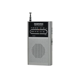 Daewoo Radio AM/FM - Alimentacion a Pilas - Jack 3.5mm - Antena Telescopica - Altavoz Integrado - 130x70x28mm - Color Plata