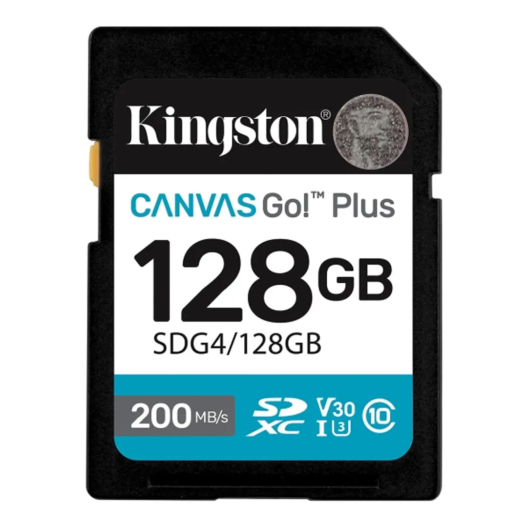 Kingston Tarjeta SDXC 128GB UHS-I U3 V30 Clase 10 200MB/s Canvas Go Plus 1