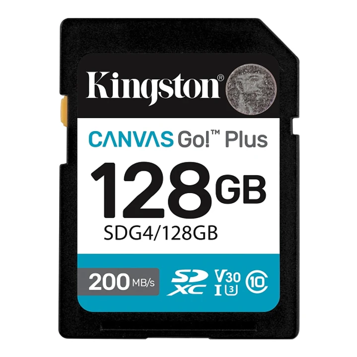 Kingston Tarjeta SDXC 128GB UHS-I U3 V30 Clase 10 200MB/s Canvas Go Plus 1
