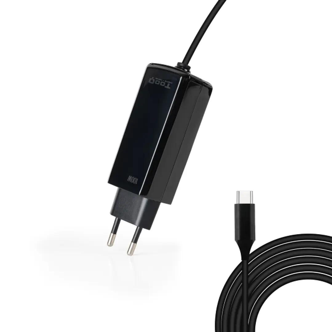 Tooq Cargador de Portatil GaN USB-C/PD 100W - Cable de 1.80m - Color Negro 1