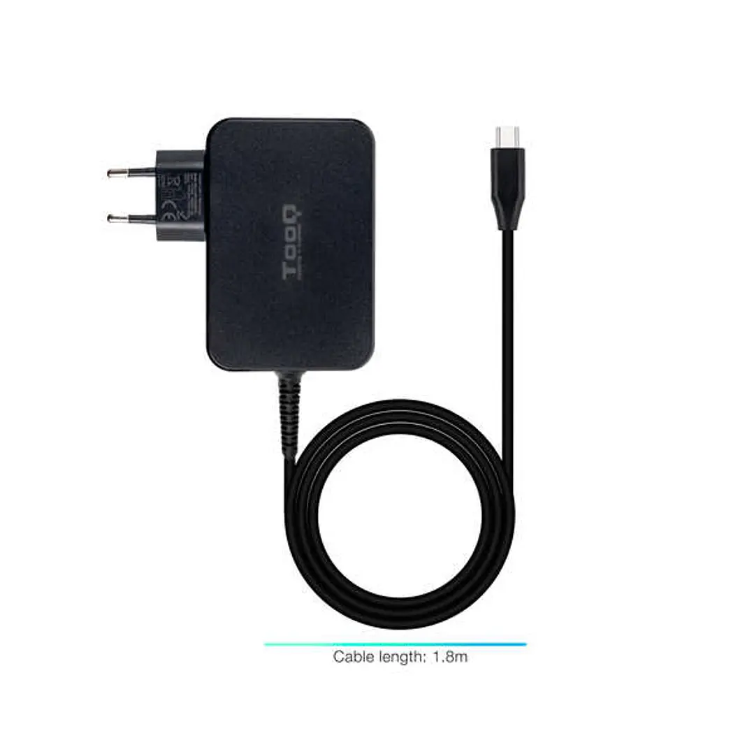 Tooq Cargador de Portatil GaN USB-C/PD 3.0 90W - Cable de 1.80m - Color Negro 1