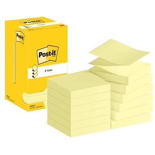 Post-It Pack de 12 Blocs de 100 Z-Notas Adhesivas Reposicionables 76x76mm - Forma Cuadrada - Caja Dispensadora - Color Amarillo Claro