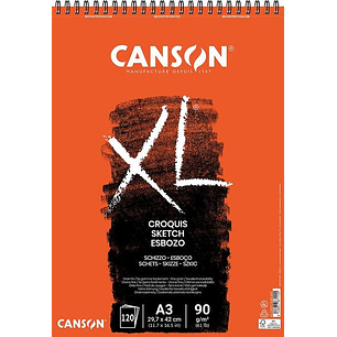 Canson XL Bloc de Croquis con 120 Hojas A3 - Espiral Microperforado - 29.7x42cm - 90g - Color Marfil