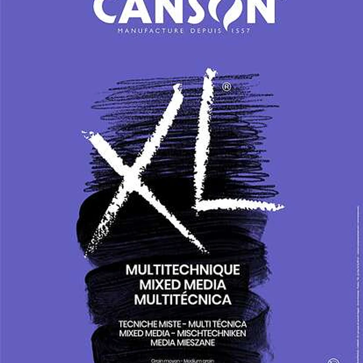 Canson Xl Mix Media Bloc de Dibujo Acuarela de 30 Hojas A3 - Grano Texturado - Microperforado Espiral - 21x29.7cm - 300g - Color Blanco 1