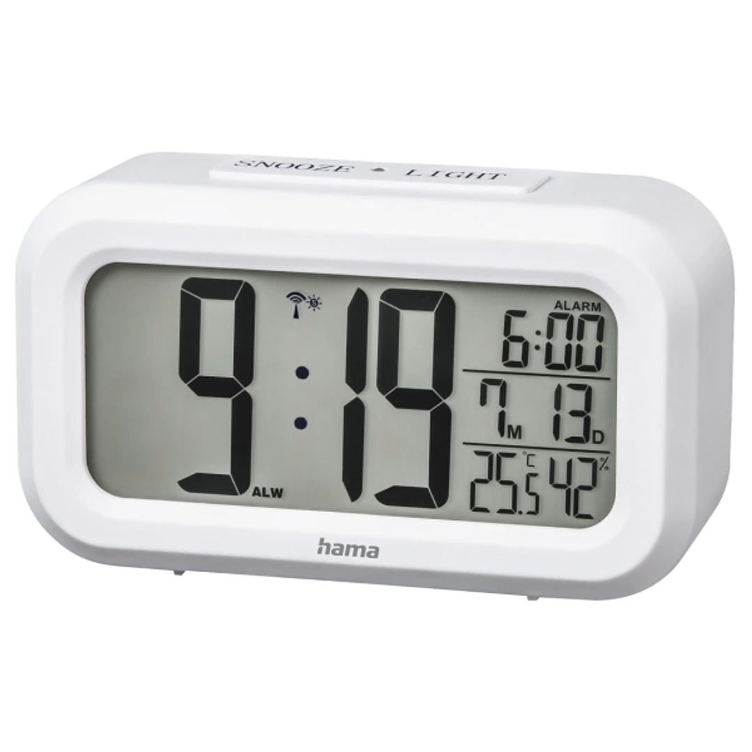 Hama Rc 660 Radio Reloj Despertador - Termometro - Higrometro - Pantalla Digital - Funcion de Repeticion de Alarma - 2 Alarmas Configurables - 11.8x4x 1