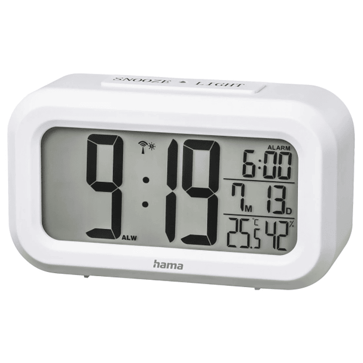 Hama Rc 660 Radio Reloj Despertador - Termometro - Higrometro - Pantalla Digital - Funcion de Repeticion de Alarma - 2 Alarmas Configurables - 11.8x4x 1
