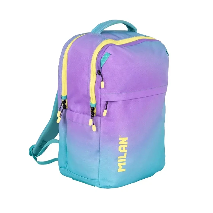 Milan Sunset Mochila Escolar 25L 5 Cremalleras - Bolsillos Laterales - Compartimento Acolchado para Portatil 16