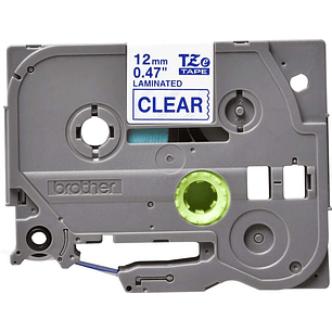 Brother TZe133 Cinta Laminada Original de Etiquetas - Texto azul sobre fondo transparente - Ancho 12mm x 8 metros