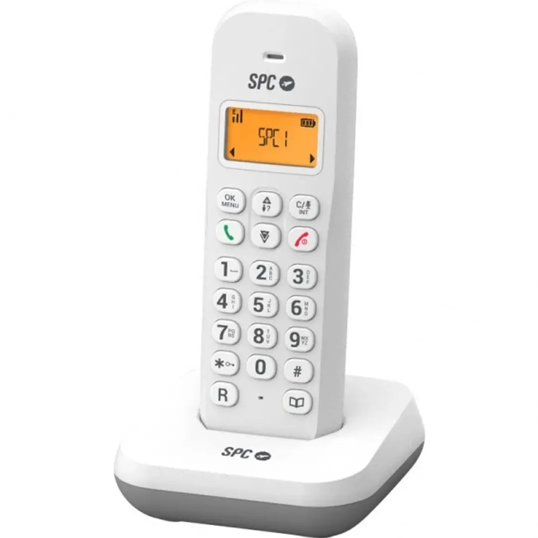 SPC Keops Telefono Fijo Inalambrico DECT - Pantalla Iluminada - Agenda 50 Contactos - Identificador de Llamadas - Color Blanco 1