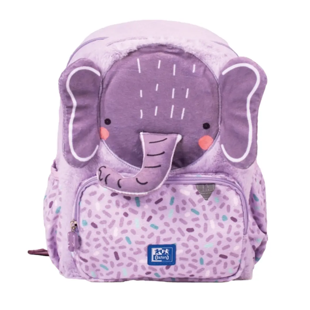 Oxford Kids Mochila Infantil 8.5L Tacto Suave Peluche - Diseño de Ellie Elefante - Ideal para Niños Pequeños - Espaciosa y Comoda - Colores Surtidos 1