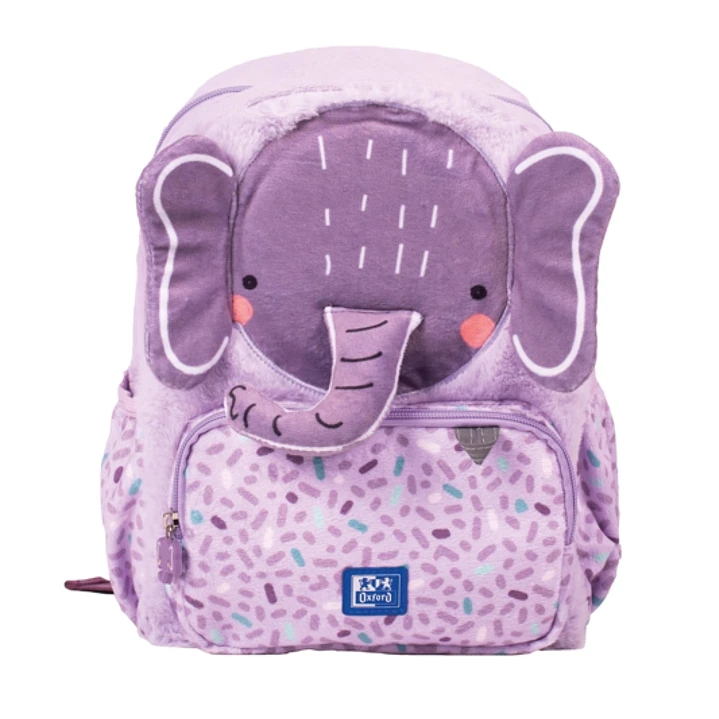 Oxford Kids Mochila Infantil 8.5L Tacto Suave Peluche - Diseño de Ellie Elefante - Ideal para Niños Pequeños - Espaciosa y Comoda - Colores Surtidos 1