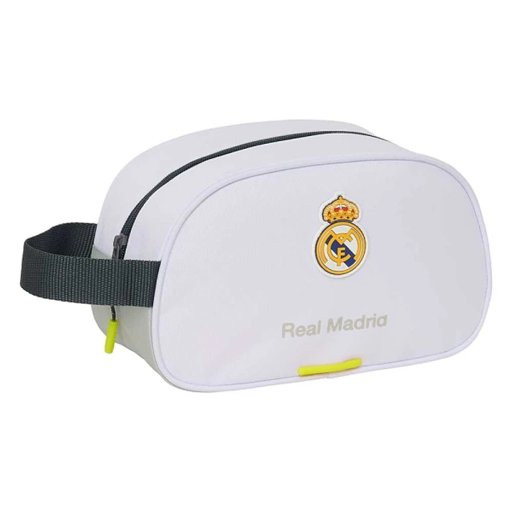 Safta Real Madrid Neceser de 5L Portatodo - Adaptable a Carro - Asa de Mano - Cierre de Cremallera - 26x15x12cm - Color Blanco y Negro 1