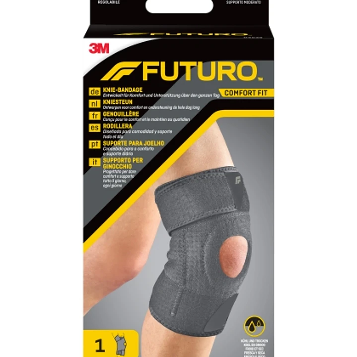 Futuro Comfort Rodillera - Ajustable (27.9 - 55.9cm) - Transpirable - Aisla la Humedad - Elastico - Color Gris Oscuro 1