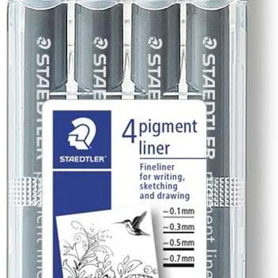 Staedtler Pigment Liner 308 Pack de 4 Rotuladores de Punta Fina - Punta Larga - Secado Rapido - Color Negro 1
