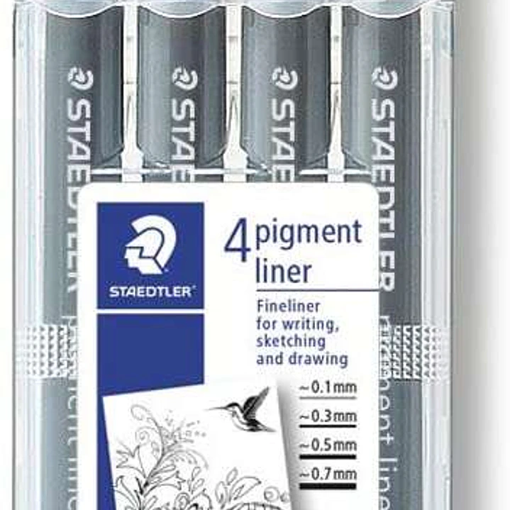 Staedtler Pigment Liner 308 Pack de 4 Rotuladores de Punta Fina - Punta Larga - Secado Rapido - Color Negro 1