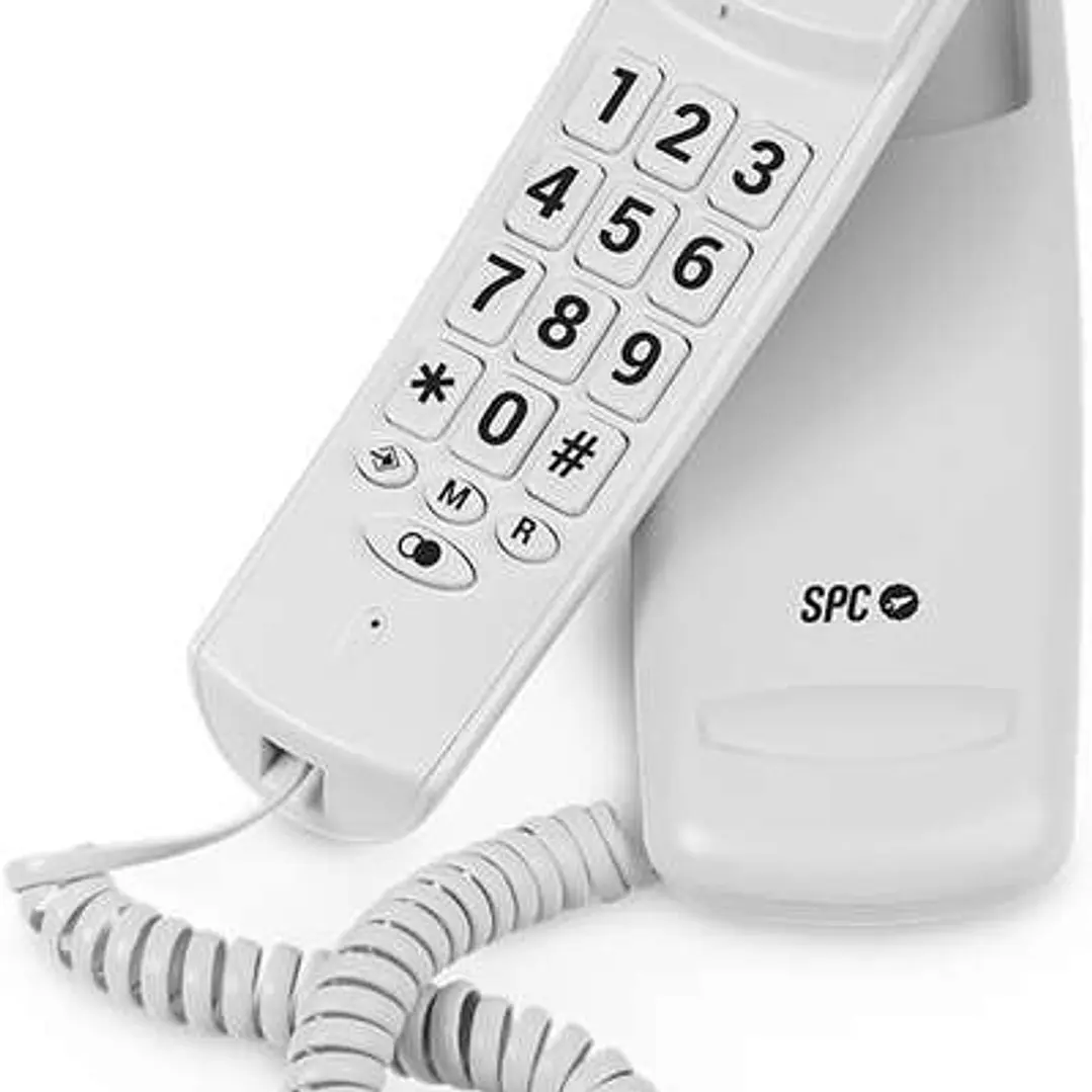 SPC Original Lite 2 Telefono Fijo - sin Pilas - sin Conexion a la Luz - Indicador Luminoso - 10 Memorias Indirectas - Compacto y Ligero - Color Blanco 1
