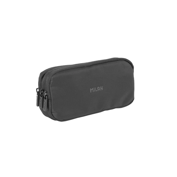 Milan Shadow Estuche Portatodo - Cremallera - 3 Compartimentos - 22x11x6.5cm - Color Negro 1