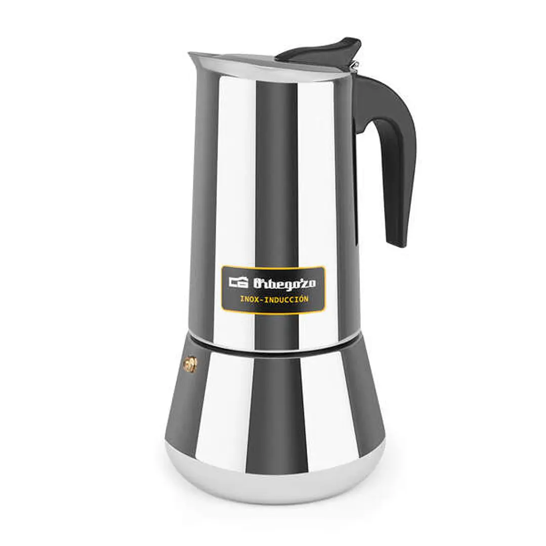 Orbegozo KFI 1260 Cafetera Italiana de Acero Inoxidable - Capacidad para 12 Tazas - Mango Ergonomico - Compatible con Estufas de Gas - Electricas - de 1