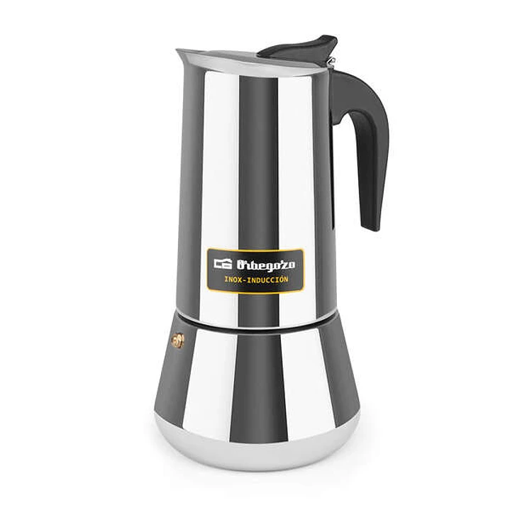 Orbegozo KFI 1260 Cafetera Italiana de Acero Inoxidable - Capacidad para 12 Tazas - Mango Ergonomico - Compatible con Estufas de Gas - Electricas - de 1