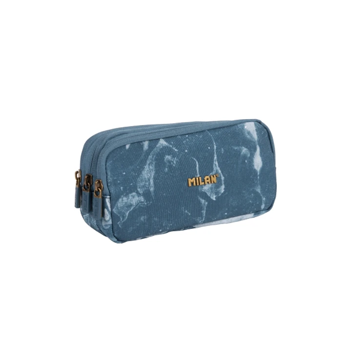 Milan Lava Estuche Portatodo - Cremallera - 3 Compartimentos - 22x11x6.5cm - Color Azul 1