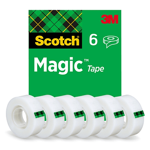 Scotch Magic Pack de 6 Cintas Adhesivas Invisible - 19mm x 33m - Color Transparente