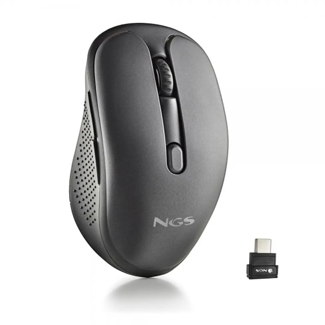 NGS Evo Jot Raton Inalambrico 1600dpi - Conexiones: 2.4 GHz USB-C + Bluetooth 5.1 + Bluetooth 5.1 - 5 Botones - Uso Diestro - Color Negro 1