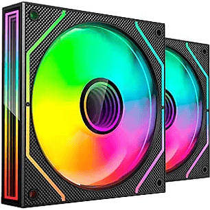 Mars Gaming MF-3DPROX2 Pack de 2 Ventiladores de 120mm - Iluminacion ARGB Infinity Mirror 360º - Silencioso 12dB - Control PWM - Color Negro