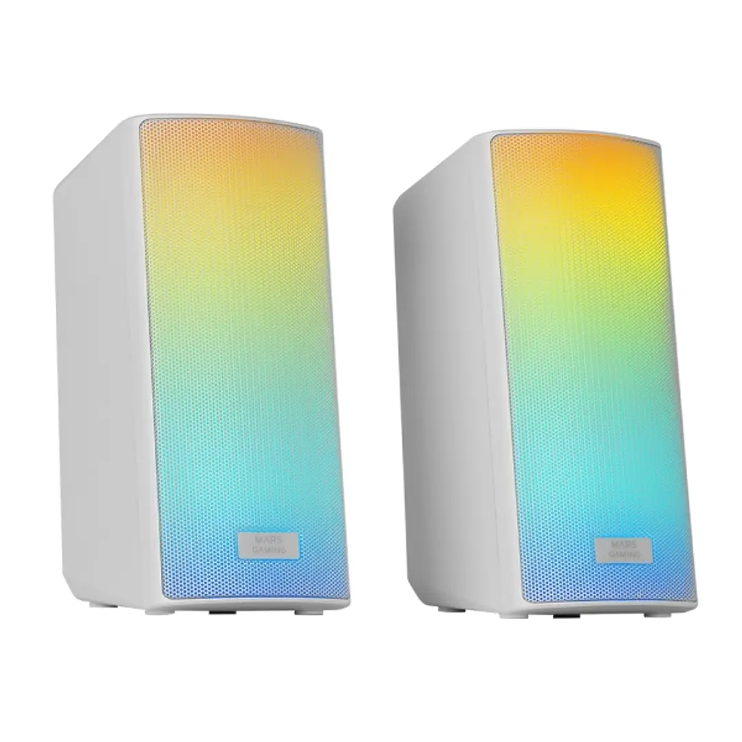 Mars Gaming MSRGB2 Altavoces Gaming de 15W - Luces RGB - Bluetooth 5.3 - Alimentacion por USB - Jack 3.5mm - Color Blanco 1