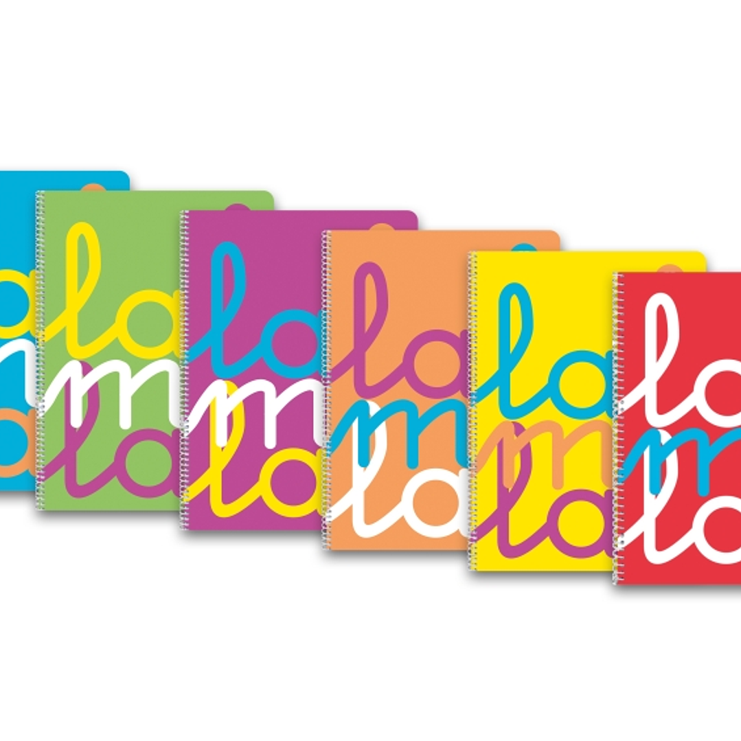 Lamela Pack de 6 Cuadernos de Espiral con 80 Hojas de 90g/m2 con Margen - Formato Cuarto - Pauta Cuadrovia de 4mm - Cubierta Extra Dura - Papel Offset 1