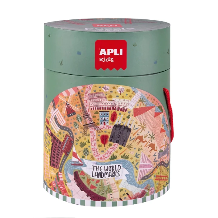 Apli Puzzle Circular Monumentos de 48 Piezas - Tamaño Ø50cm - Poster para Facilitar Montaje - Recomendado para Niños a partir de 5 Años 1