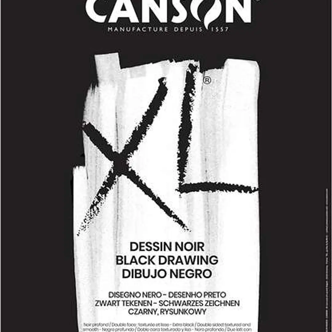 Canson XL Black Bloc de 40 Hojas Negras 150g A3 - Grano Fino - Espiral Microperforado 1