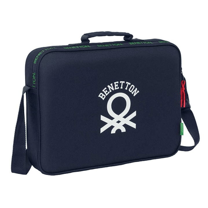 Safta Benetton Together Maletin con Cremallera - Bandolera Ajustable - Asa Forrada - Doble Tirador - Fondo Semirigido - 6L - 380x60x280mm - Color Azul 1