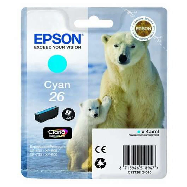 Epson T2612 (26) Cyan Cartucho de Tinta Original - C13T26124012 1
