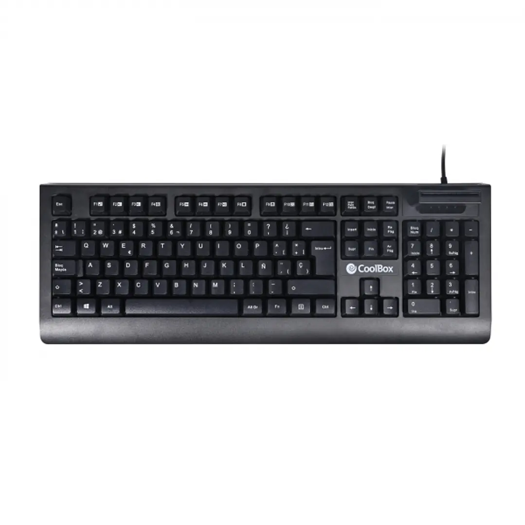 Coolbox TEC04DNI Teclado USB con Lector Inteligente de Tipo PC/SC 2.0 como DNIe o Tarjeta Sanitaria Española - Idioma Español - Color Negro 1