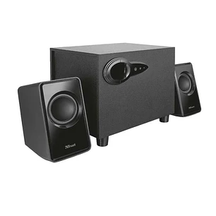 Trust Avora Altavoces USB 2.1 18W - Subwoofer Fabricado en Madera - Control de Volumen y Bajos - Entrada Jack 3.5mm - Color Negro