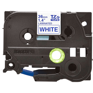 Brother TZe263 Cinta Laminada Original de Etiquetas - Texto azul sobre fondo blanco - Ancho 36mm x 8 metros