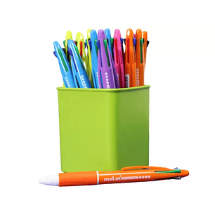 Molin Pack de 25 Boligrafos Retractiles de 4 Colores - Punta de Bola Media - Tinta Base de Aceite - Cuerpo de Colores Surtidos