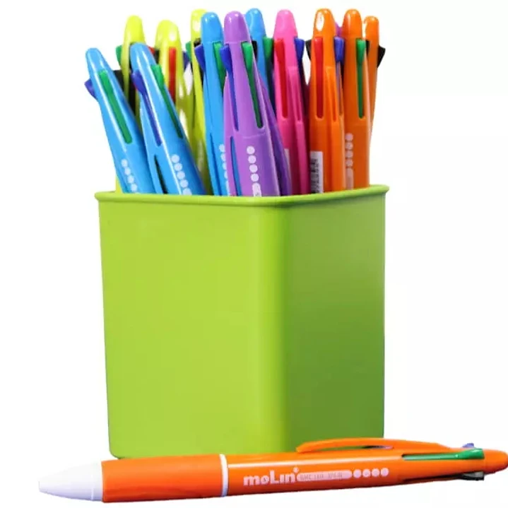 Molin Pack de 25 Boligrafos Retractiles de 4 Colores - Punta de Bola Media - Tinta Base de Aceite - Cuerpo de Colores Surtidos 1