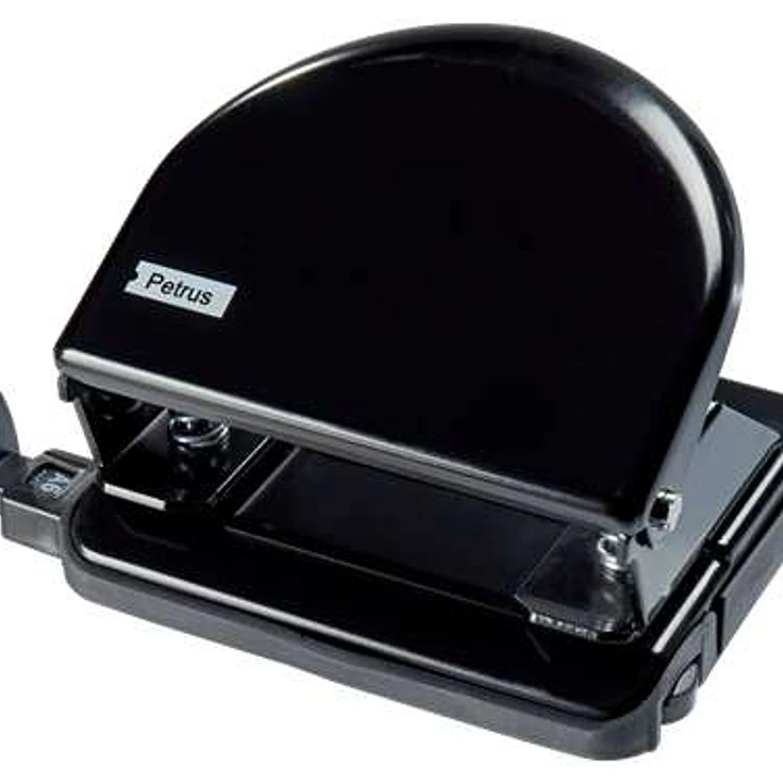 Petrus 52 Taladro Perforador Clasico Metalico - Hasta 20 Hojas - Marcas de Formato - Facil Vaciado - Punzones 5.5mm - Color Negro 1