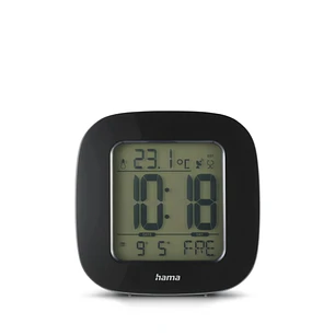 Hama Rc 45 Radio Reloj Despertador - Pantalla Digital - Termometro - Funcion de Repeticion de Alarma - Zona Horaria Ajustable - 7.8x4x7.8cm - Color Ne